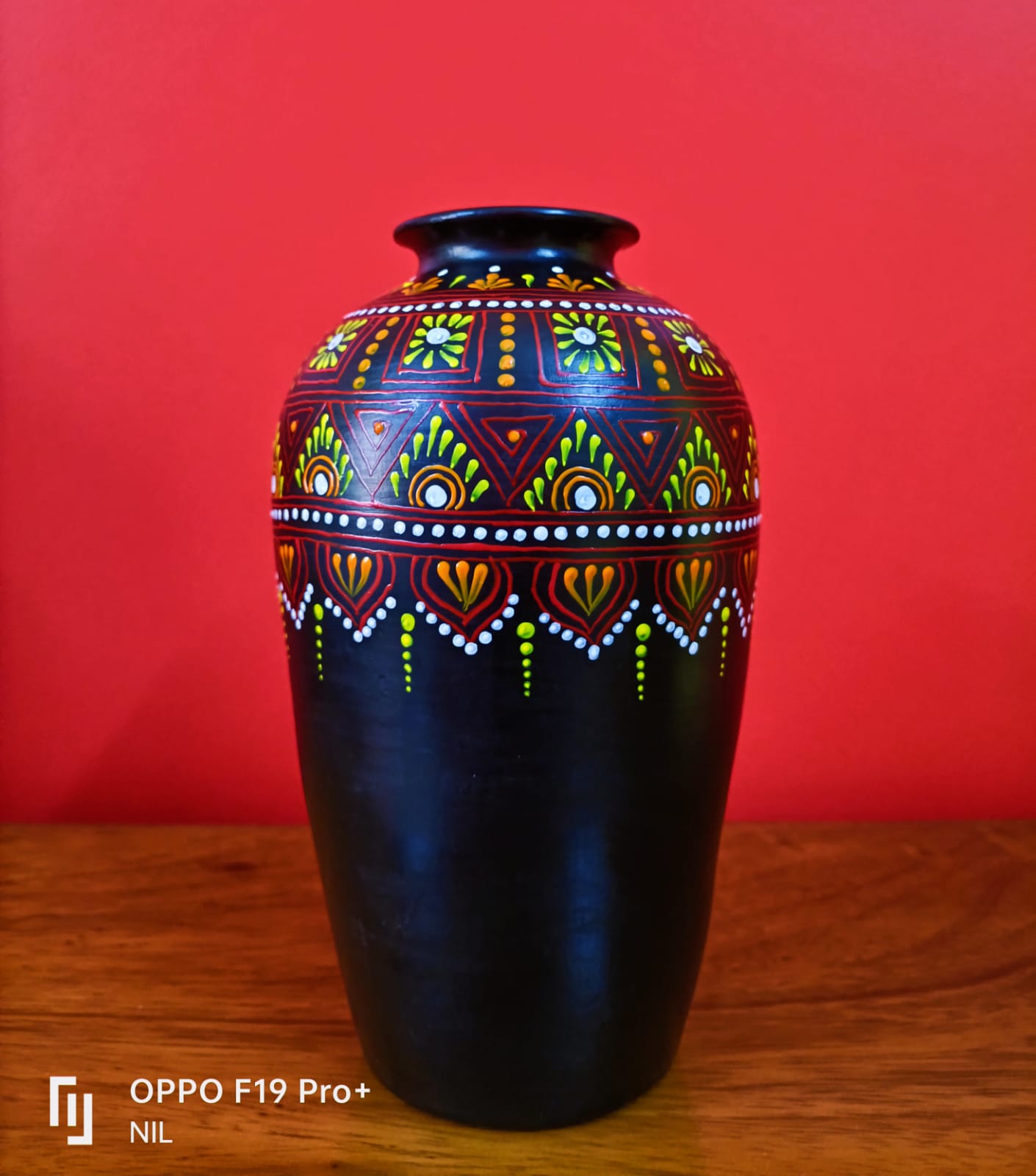 Alpona Designed Hand Painted Flower Vase Necessity eStore