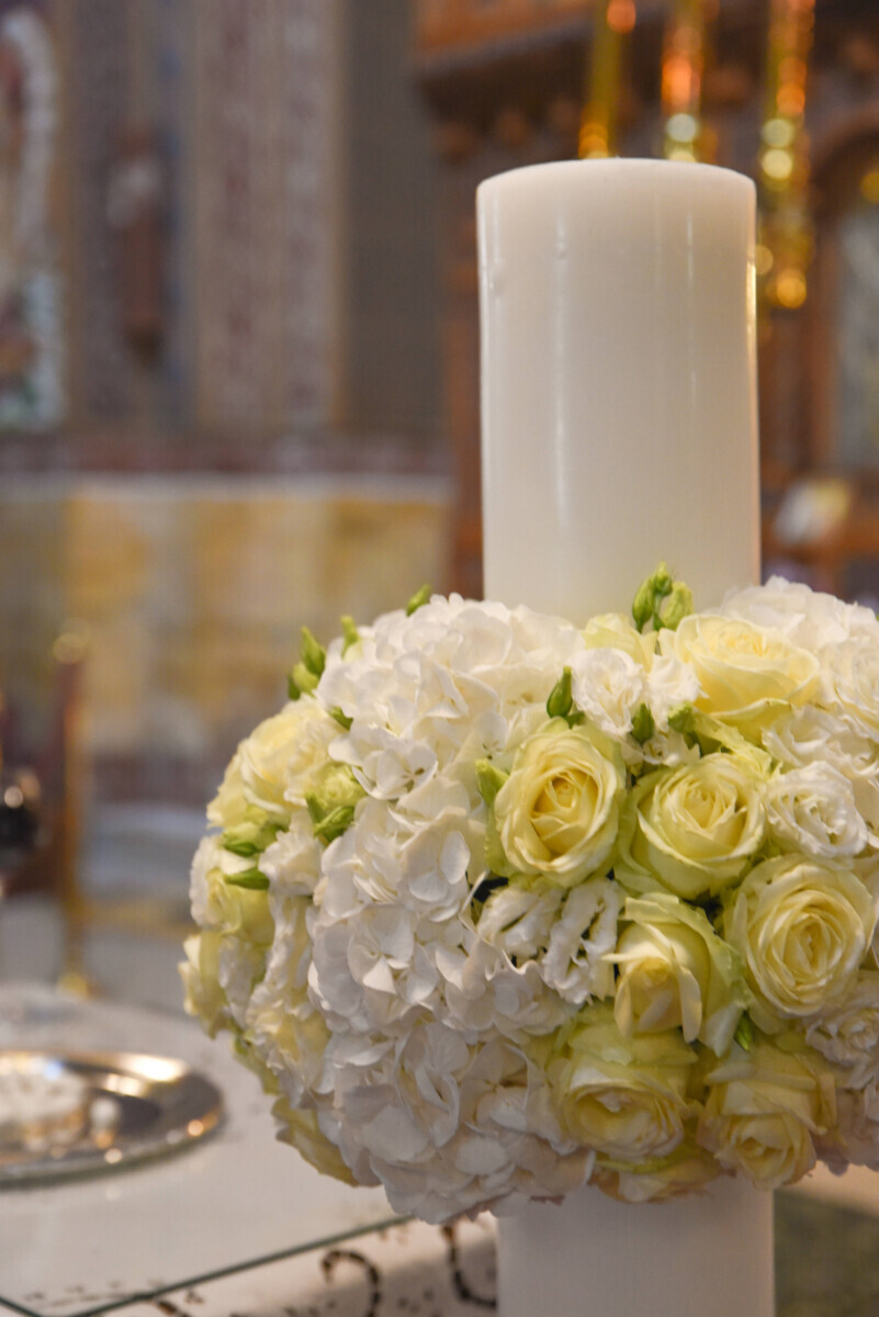 Neda Decorations Greek Orthodox Wedding Candles Hydrangeas White