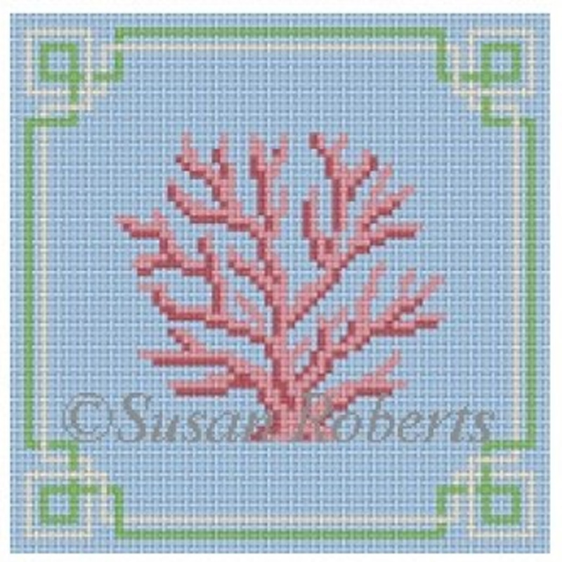 NeedlepointUS Susan Roberts Needlepoint Designs Coral Coaster, Hand