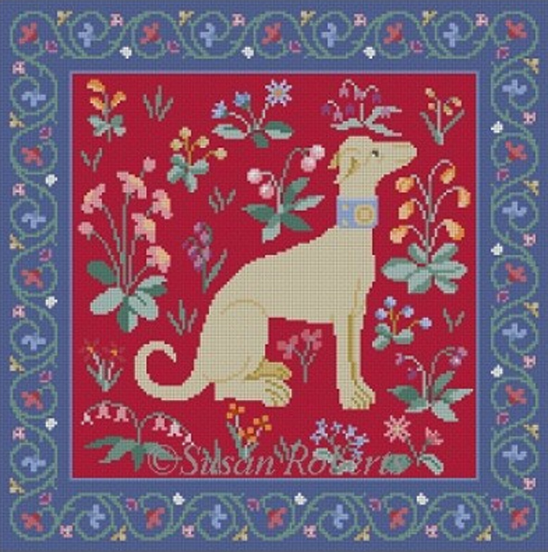 NeedlepointUS Susan Roberts Needlepoint Designs Cluny Dog Red, Hand