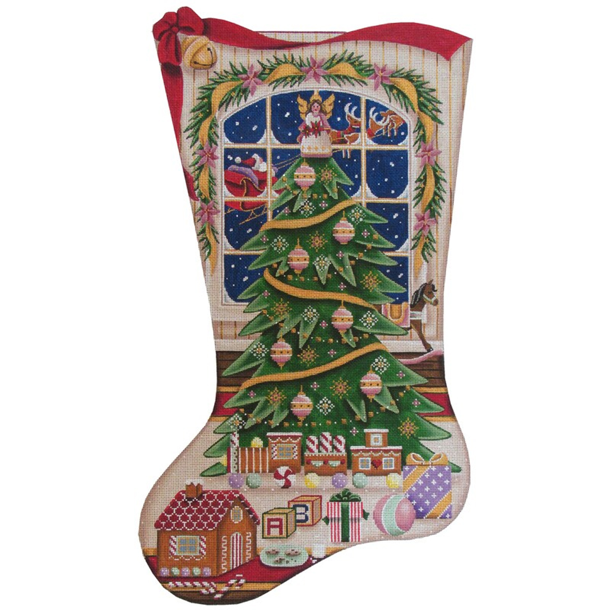 Rebecca Wood Christmas Stockings NeedlepointUS Christmas Magic (Girl) Hand Painted Stocking Canvas from