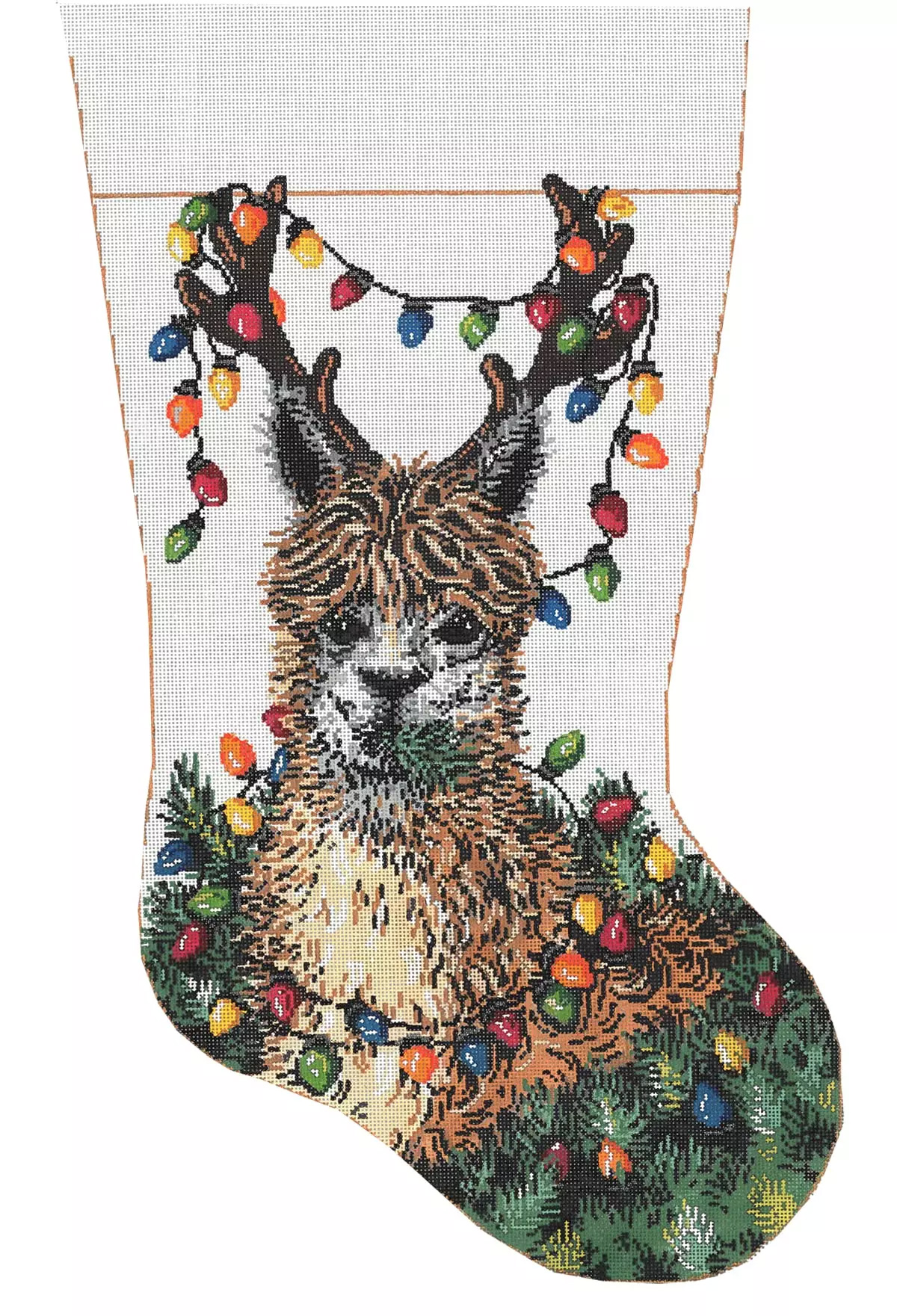 NeedlepointUS Light It Up Stocking Hand Painted Needlepoint Canvas