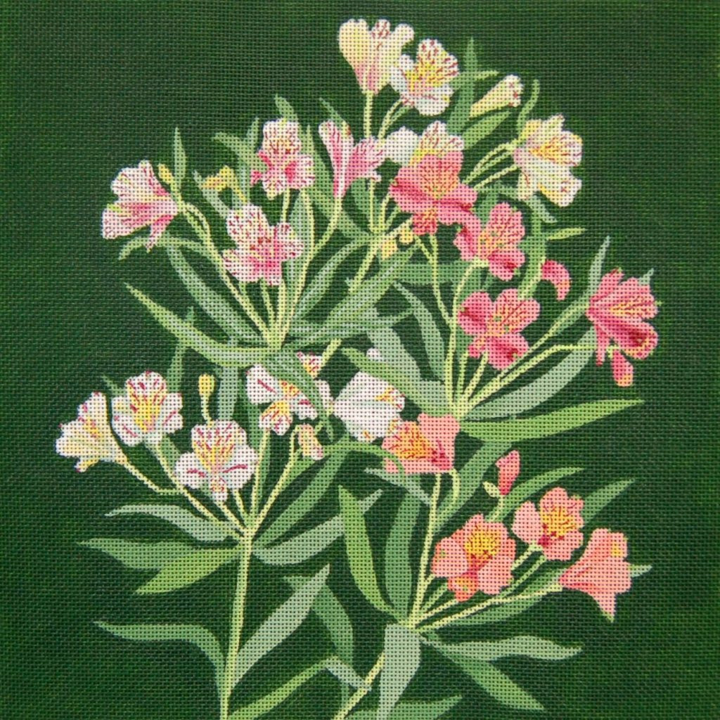 NeedlepointUS Giant Alstroemeria Hand Painted Needlepoint Canvas