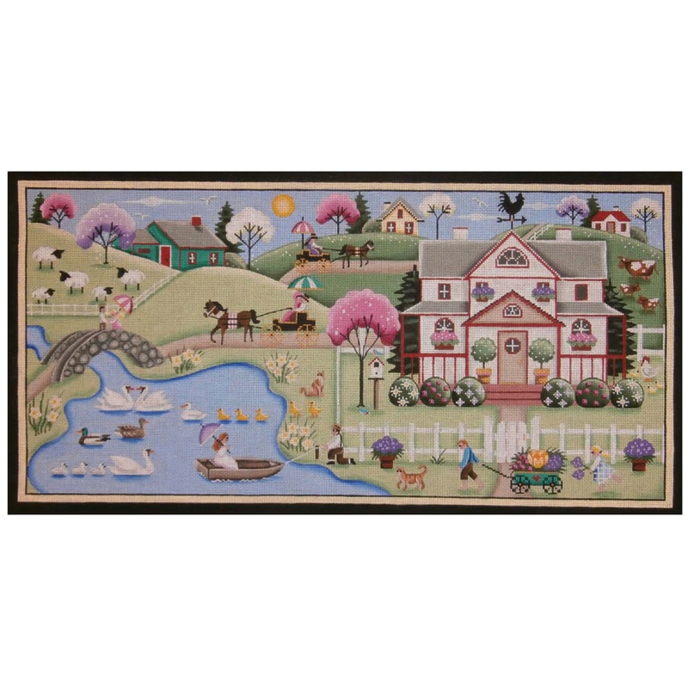 NeedlepointUS Springtime Hand Painted Canvas from Rebecca Wood, Hand