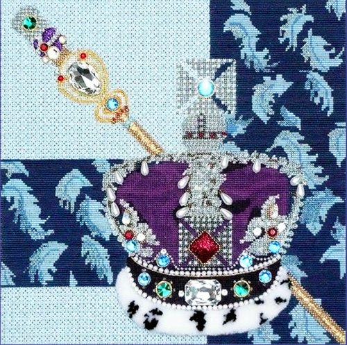 NeedlepointUS Leigh Designs Handpainted Needlepoint Canvases Crown Jewels Queen, Leigh
