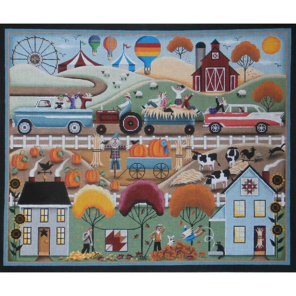 NeedlepointUS Autumn Time Hand Painted Canvas from Rebecca Wood, Hand