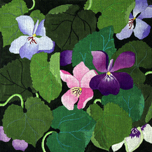 NeedlepointUS Worldclass Needlepoint Giant Violets Hand Painted