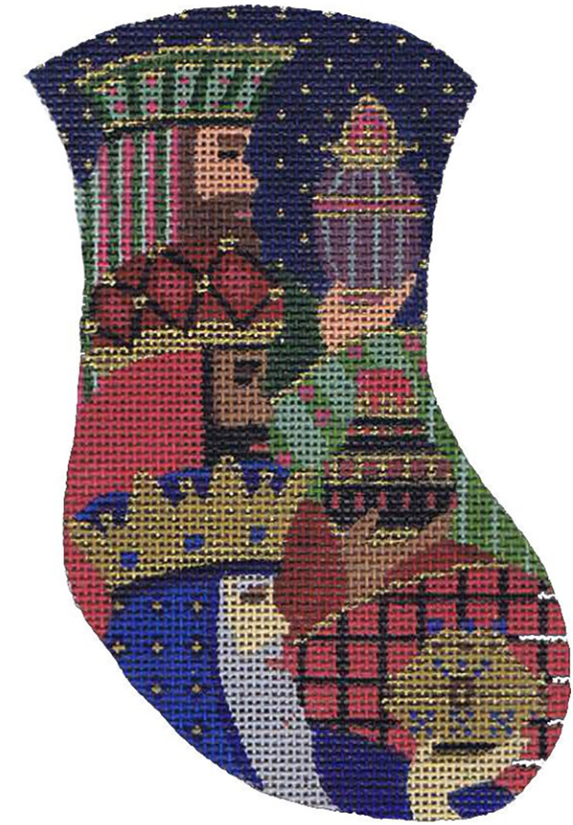 NeedlepointUS Three Kings Needlepoint Mini Stocking, Christmas