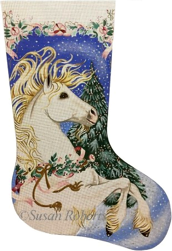 NeedlepointUS Magic Christmas Stallion Hand Painted Needlepoint