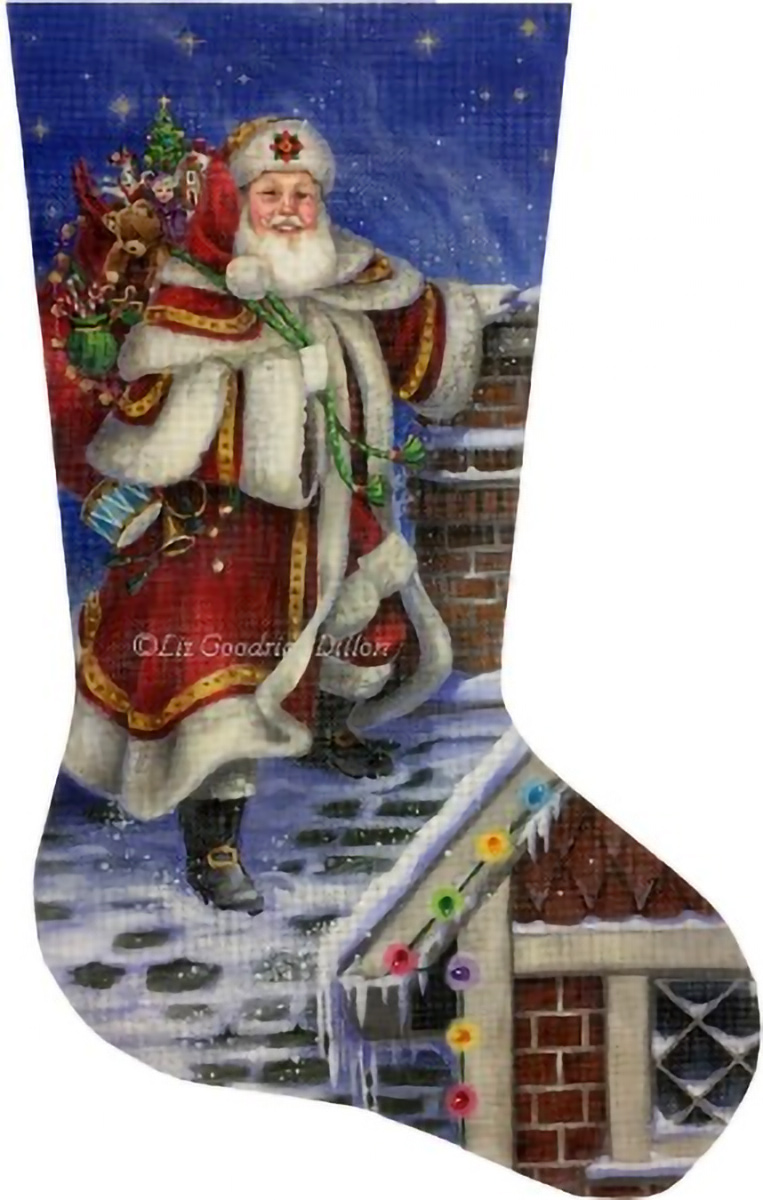 NeedlepointUS Up on the Rooftop Hand Painted Needlepoint Stocking