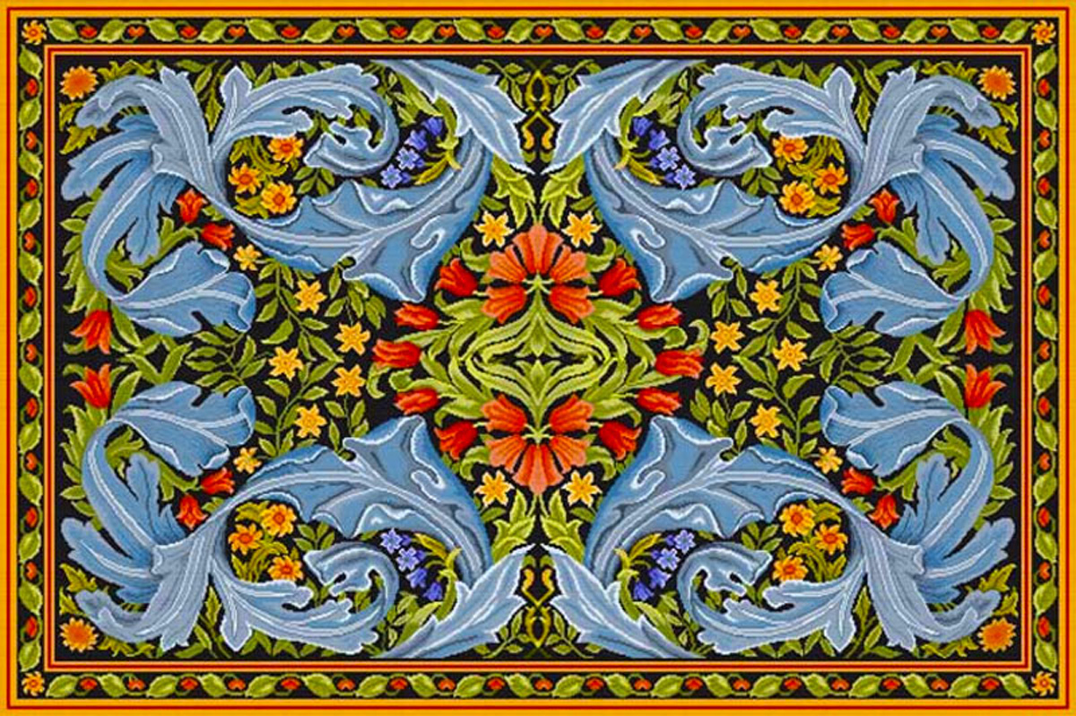 NeedlepointUS Worldclass Needlepoint Beth Russell Needlepoint William Morris Panel Rug