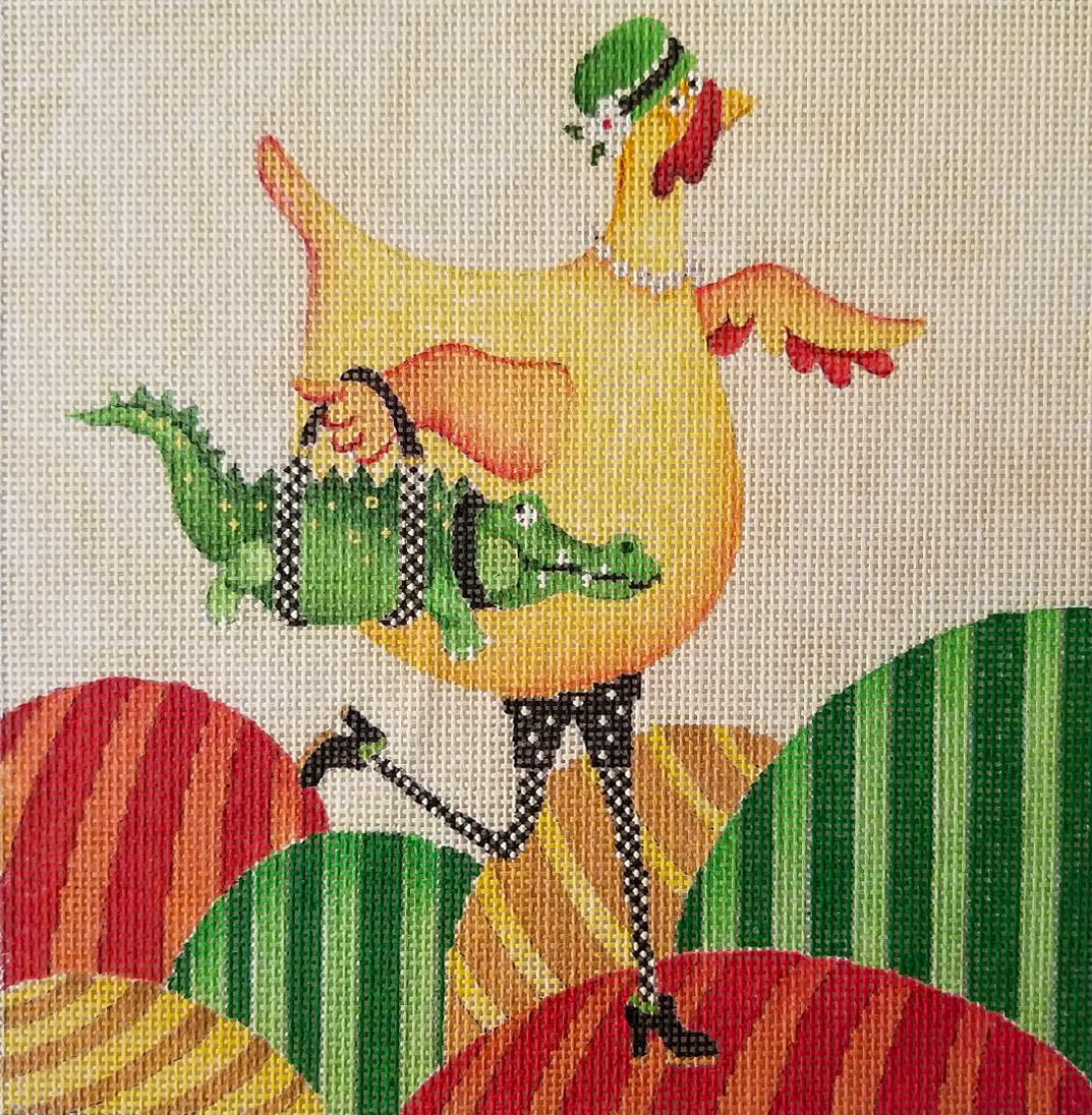 NeedlepointUS Chicken Fashionista Hand Painted Needlepoint Canvas from