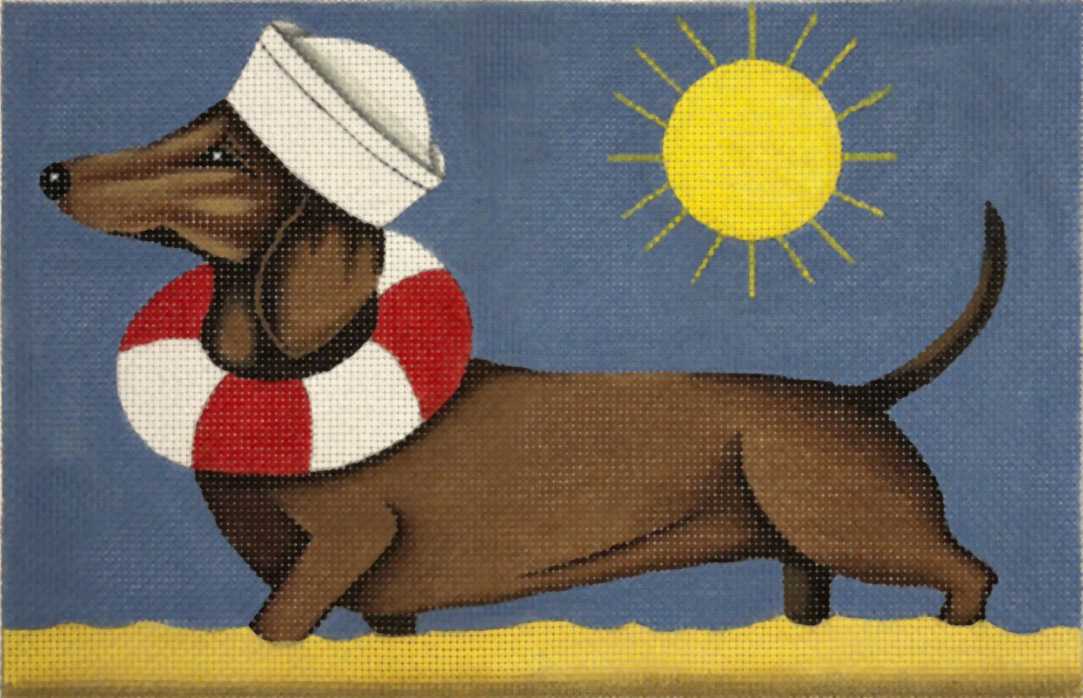 NeedlepointUS Dachshund Summer, Hand Painted Canvases, DS1107