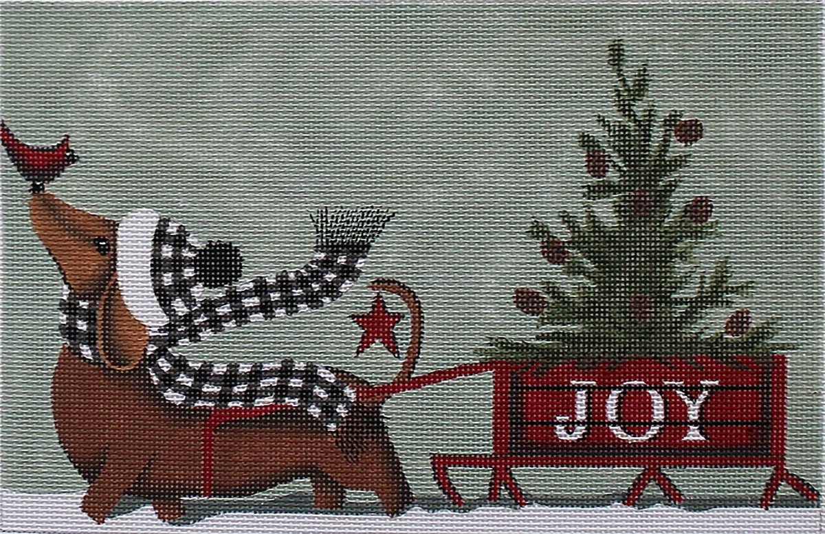 NeedlepointUS Dachshund Joy, Hand Painted Canvases, DS1114