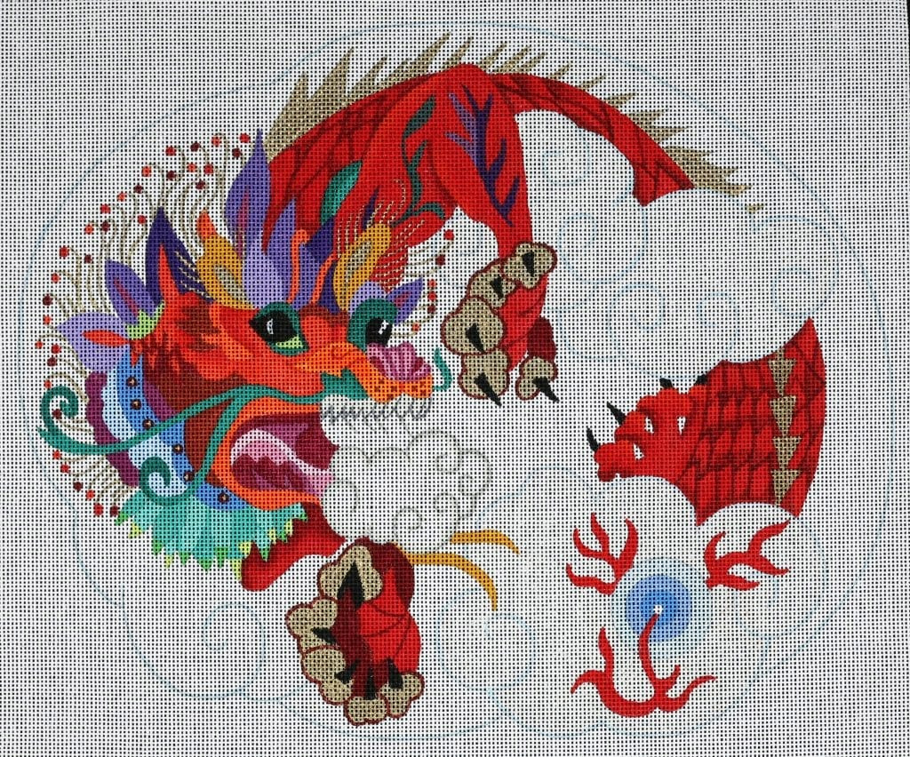 NeedlepointUS Chinese New Year Red Dragon Hand Painted Needlepoint