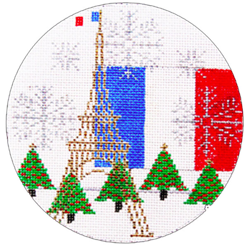 NeedlepointUS France Ornament Hand Painted Needlepoint Canvas from