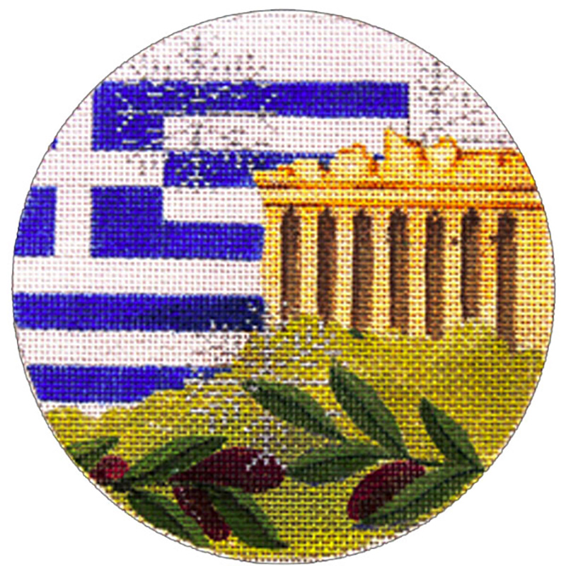 NeedlepointUS Worldclass Needlepoint Greece Ornament Hand Painted Needlepoint Canvas from