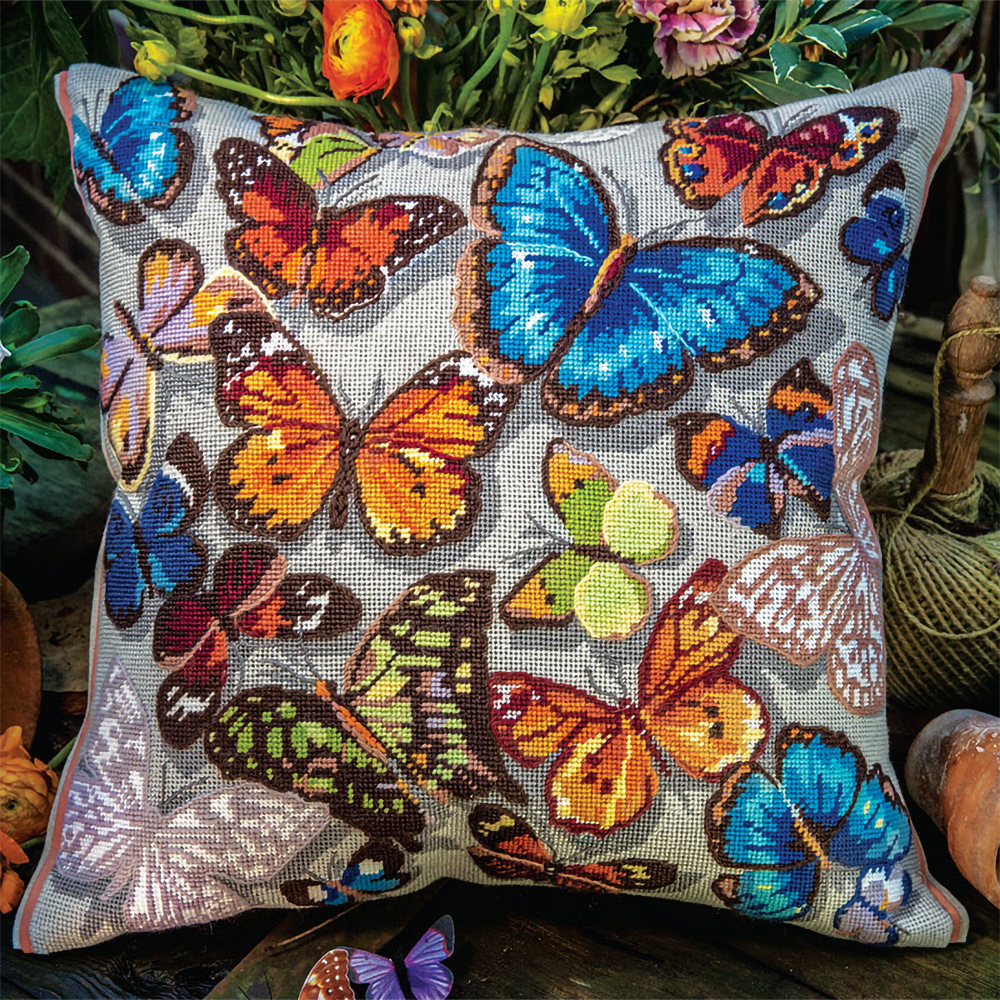 NeedlepointUS Glorafilia Needlepoint Butterflies Cushion Kit
