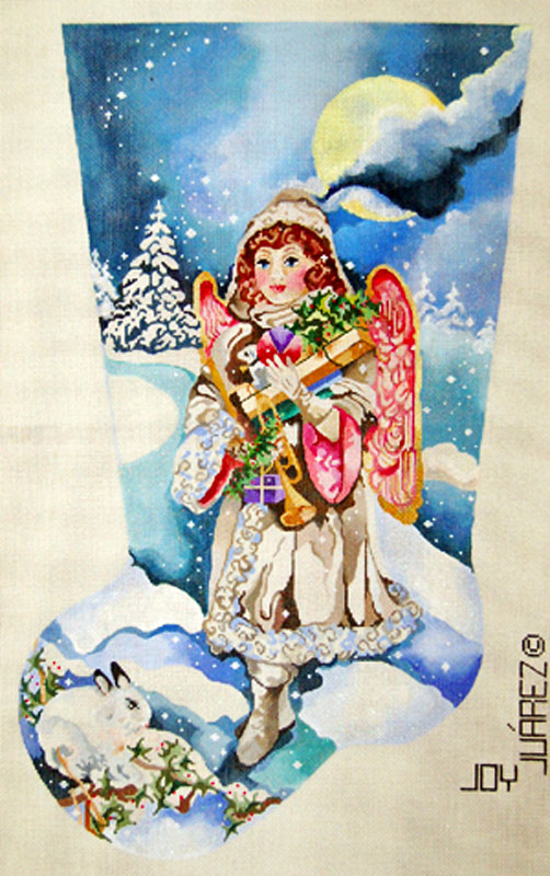 Christmas Stockings Angels NeedlepointUS Snow Angel Bearing Gifts Hand Painted Needlepoint