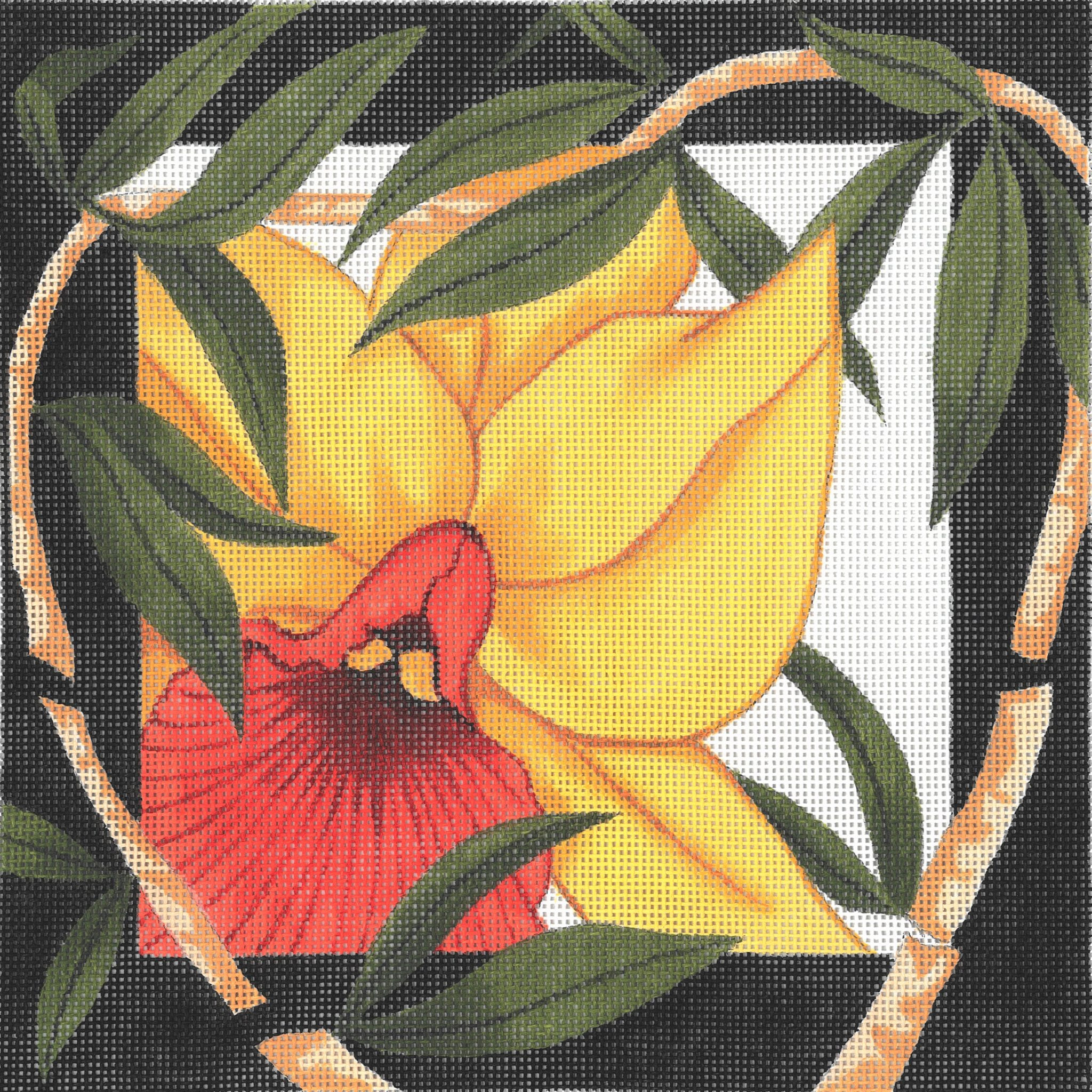 NeedlepointUS Worldclass Needlepoint Orchid/Bamboo Hand Painted
