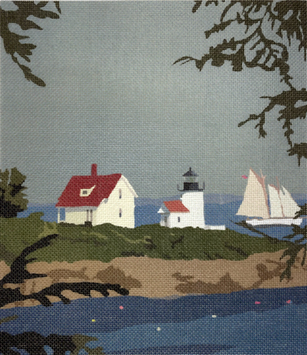 NeedlepointUS Camden Lighthouse by Alan Claude, Printed Needlepoint