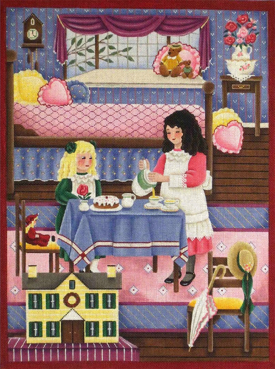 NeedlepointUS Pink Room Hand Painted Canvas from Rebecca Wood, Hand