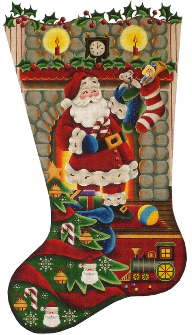 NeedlepointUS Stockings on the Hearth Hand Painted Stocking Canvas