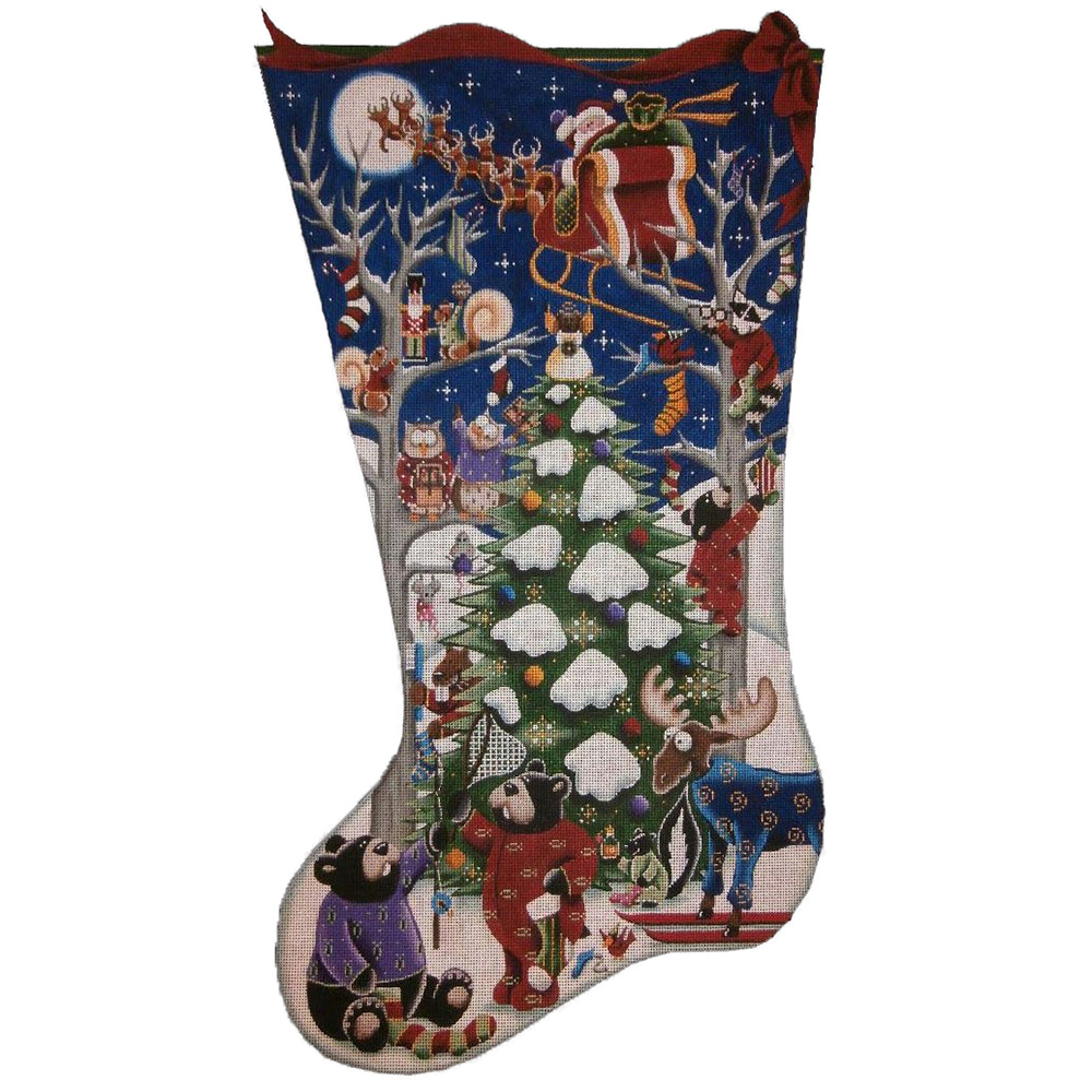 Rebecca Wood Christmas Stockings NeedlepointUS Merry Christmas to All Hand Painted Stocking Canvas from