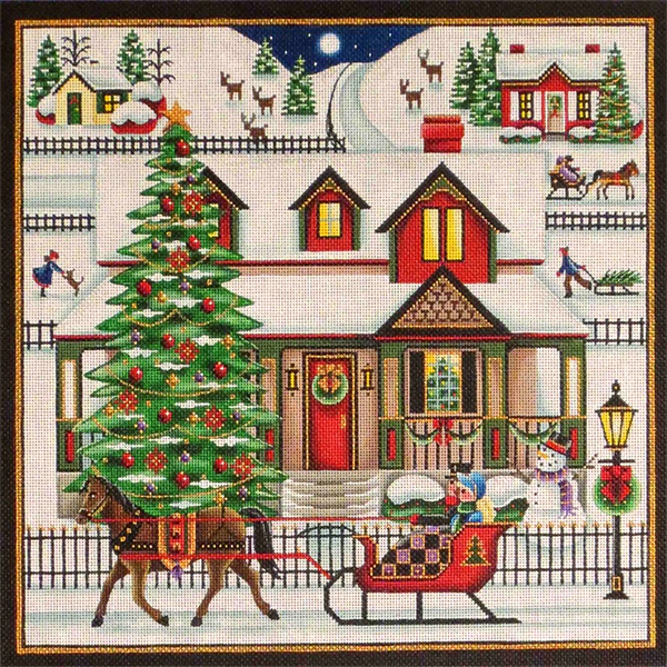NeedlepointUS Sleigh Bells Hand Painted Needlepoint Canvas from