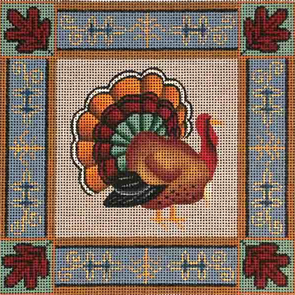 NeedlepointUS Turkey Pillow Hand Painted Canvas from Rebecca Wood