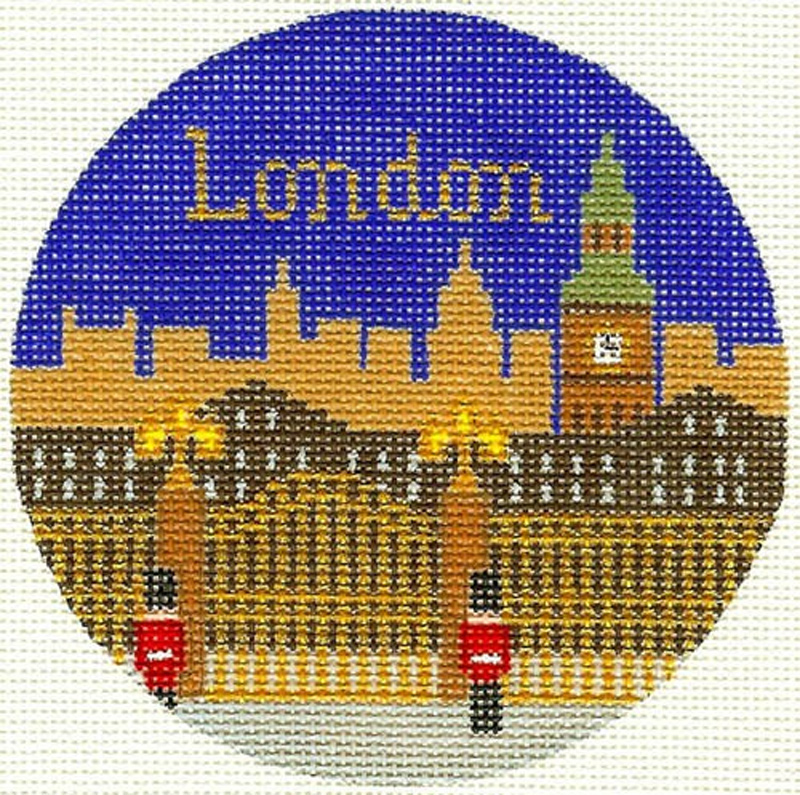 NeedlepointUS London Hand Painted Miniature Needlepoint Canvas, Hand