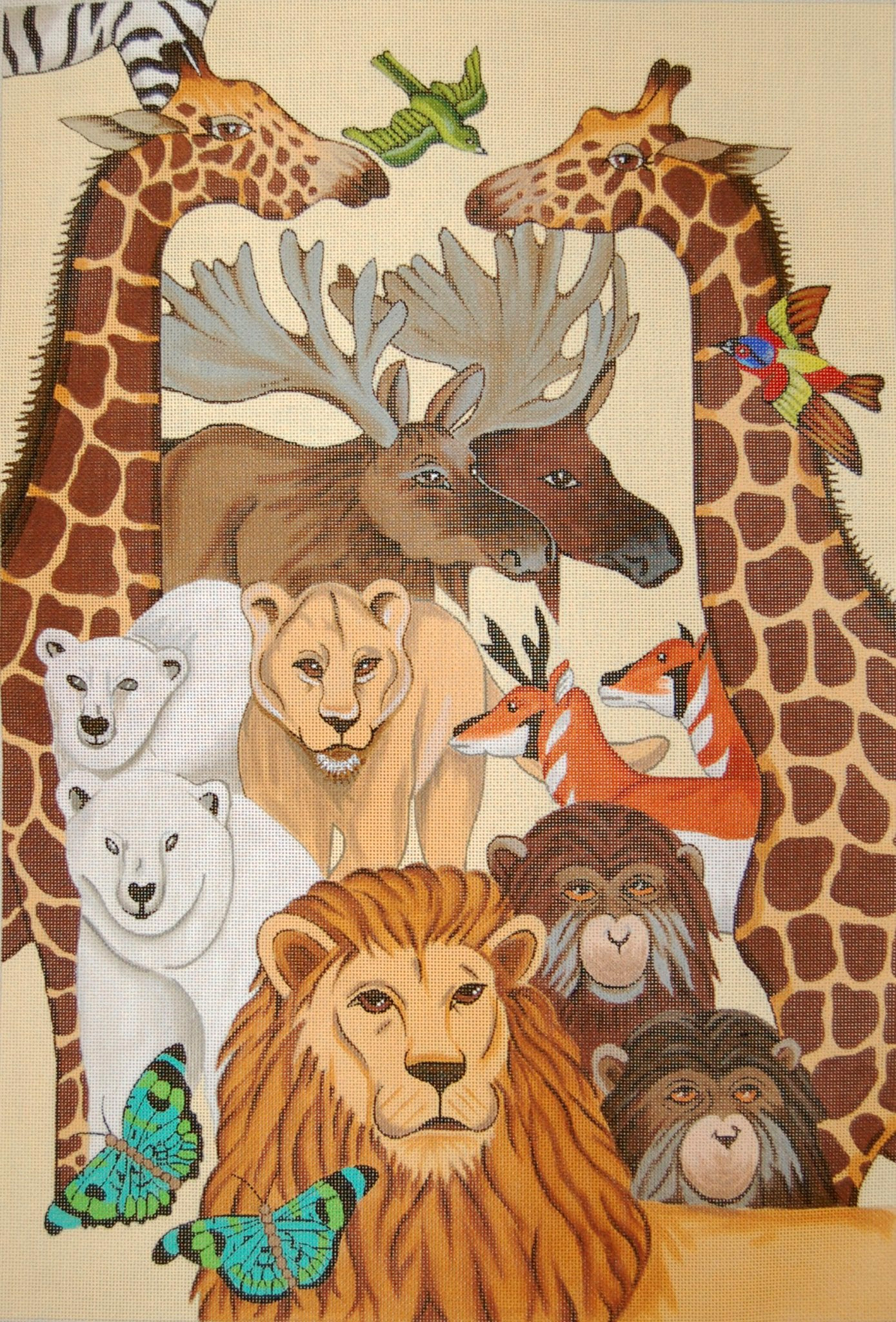 NeedlepointUS Noah's Animals Wall Hanging HandPainted Needlepoint