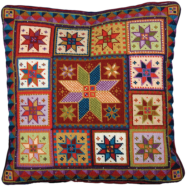 NeedlepointUS Animal Fayre Needlepoint Cushions Kit Star Tile