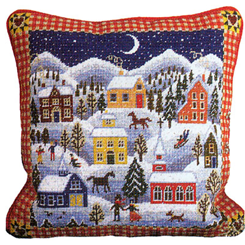 NeedlepointUS Primavera Needlepoint Cushion Kit Winter Village