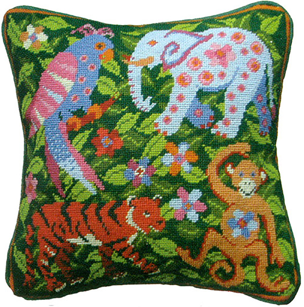 NeedlepointUS Primavera Needlepoint Cushion Kit Jungle Scene