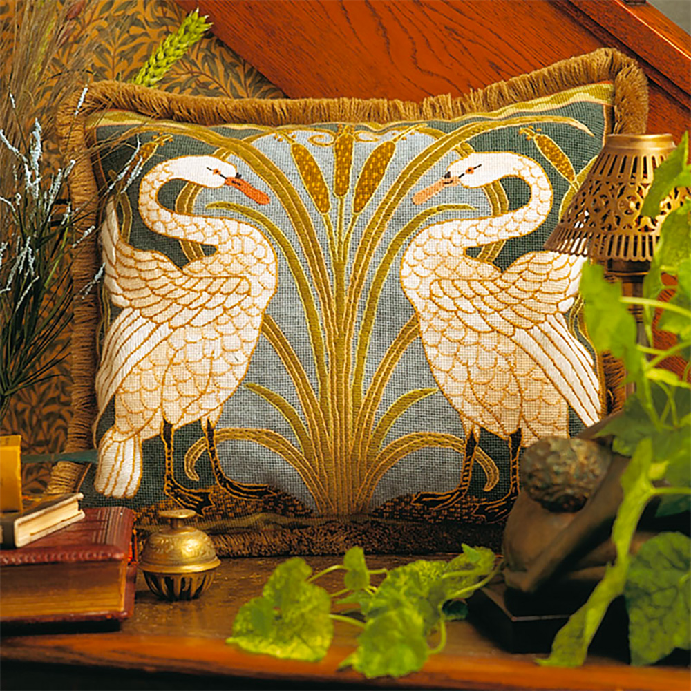 NeedlepointUS Glorafilia Needlepoint Swans Cushion Kit, Glorafilia