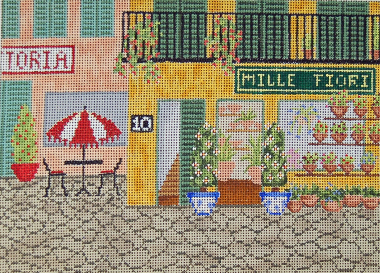NeedlepointUS Flower Shop HandPainted Needlepoint Canvas, Hand