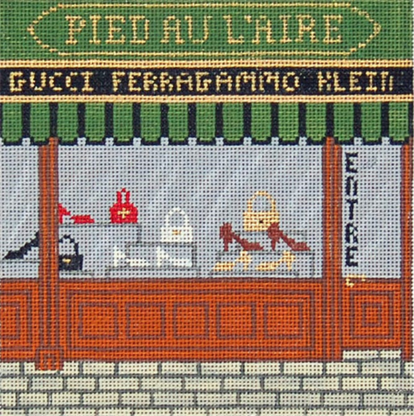 NeedlepointUS Shoe Store HandPainted Needlepoint Canvas, Hand