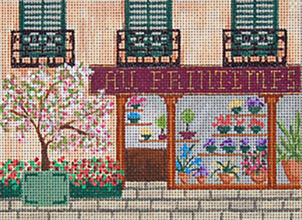 NeedlepointUS Flower Shop HandPainted Needlepoint Canvas, Hand