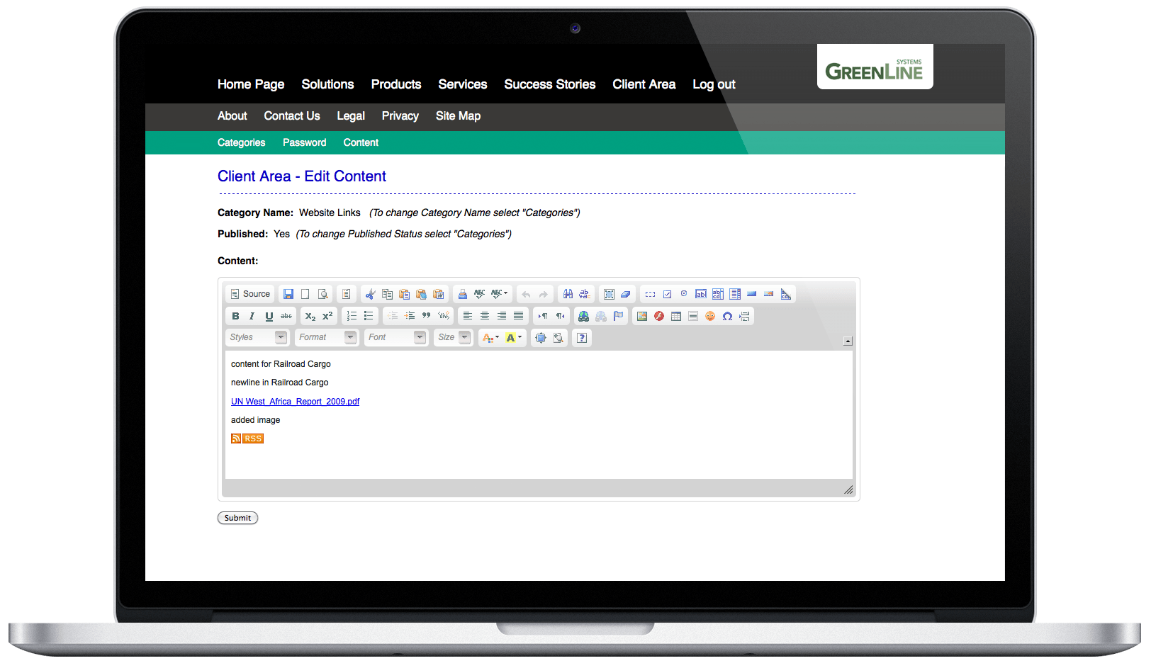 GreenLine CMS screen 01