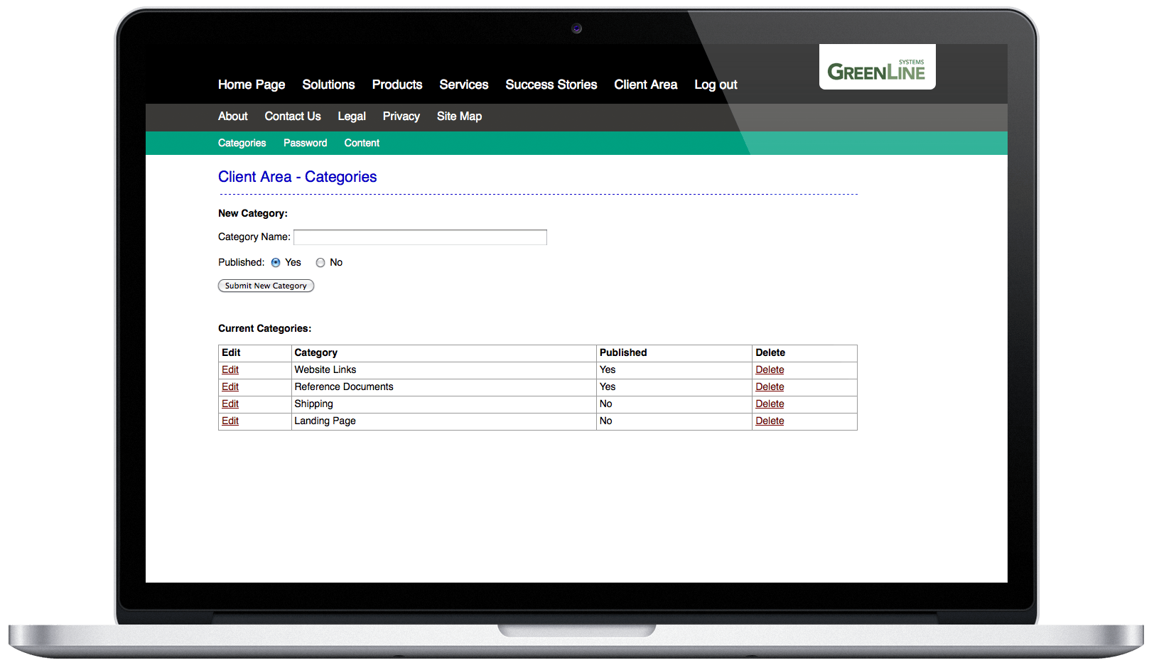 GreenLine CMS screen 02