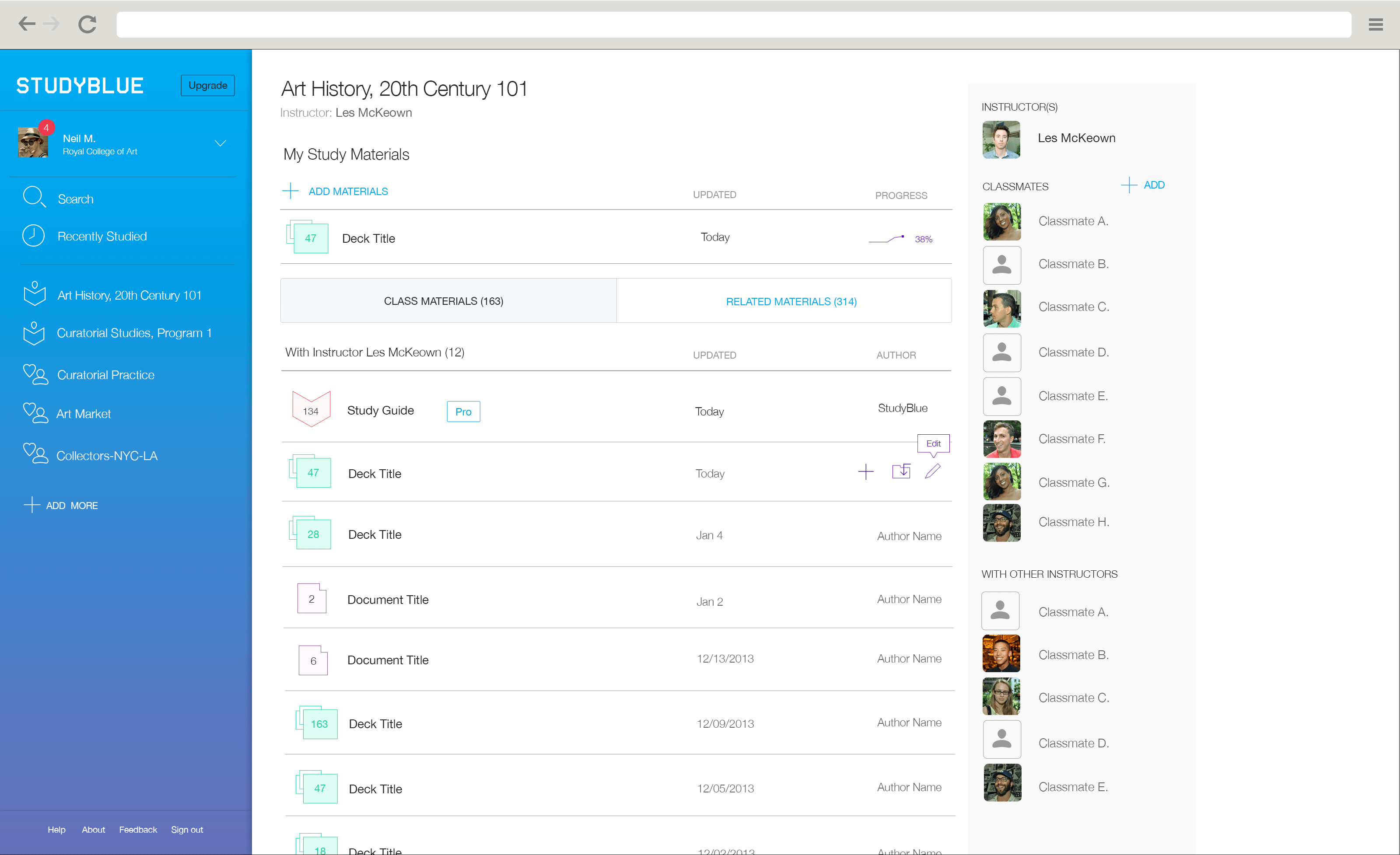 StudyBlue web app 03