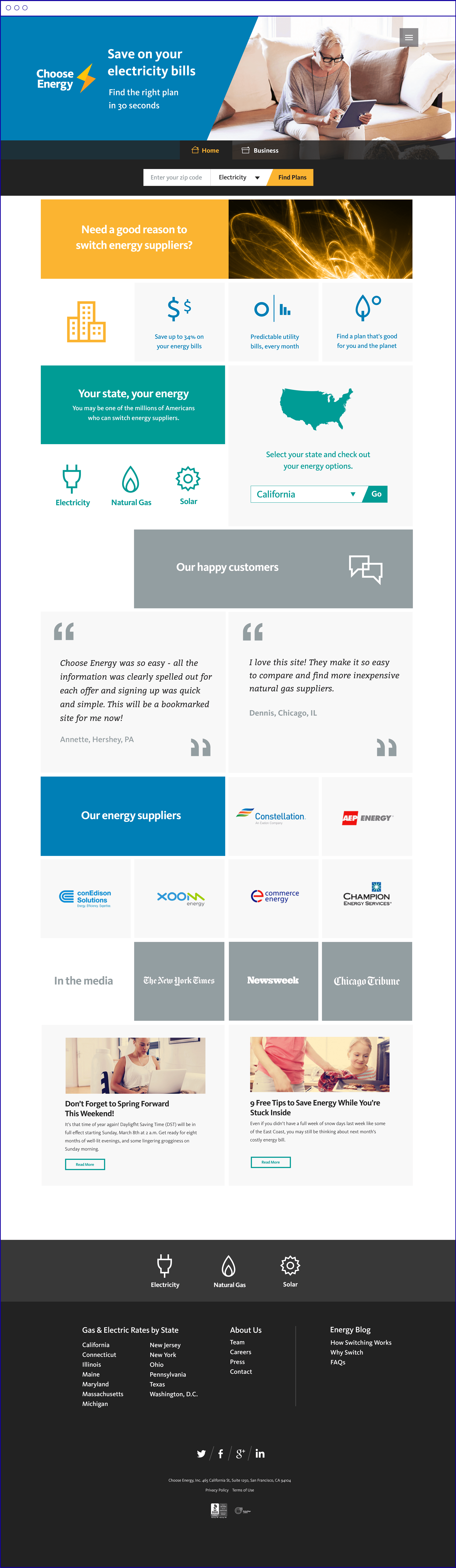 Screen shot of Choose Energy website