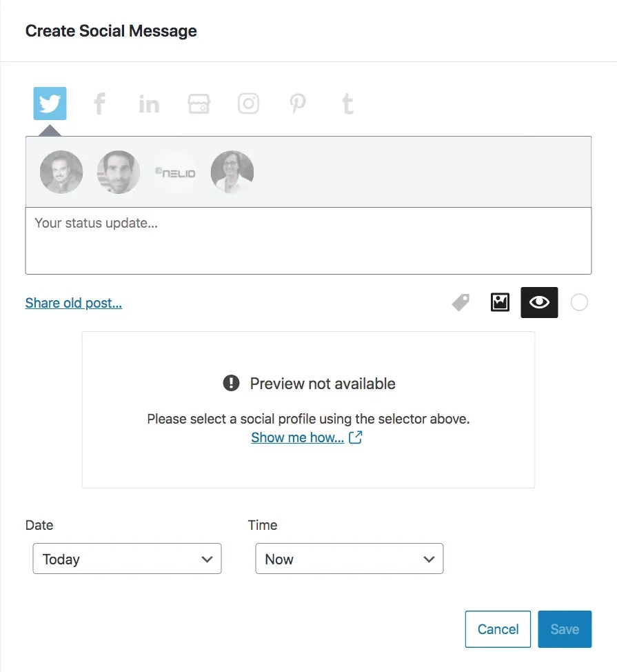 How do I Select Social Profiles when Creating a New Social Message?