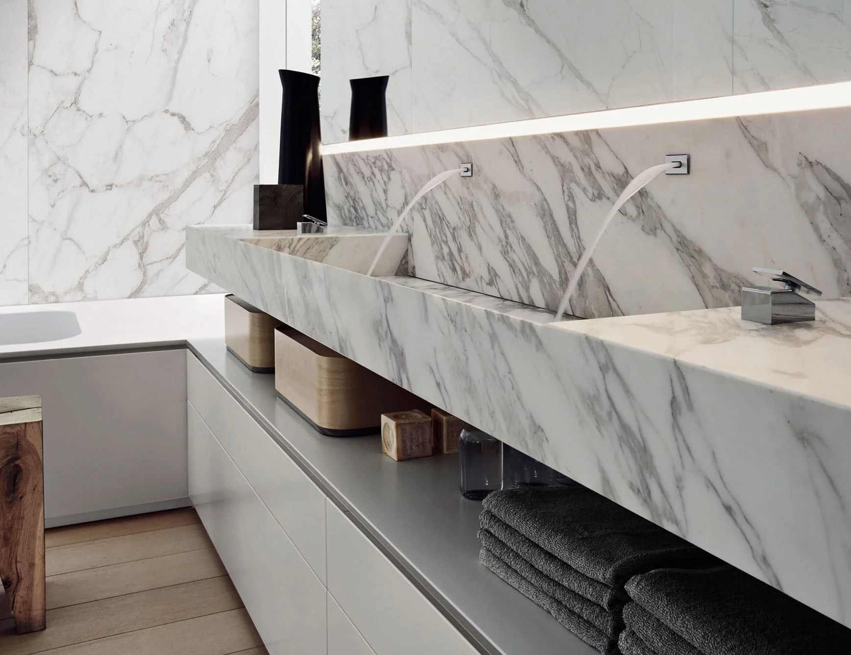 Puro 102 Luxury Italian Marble Bathroom Vanity in Arabescato