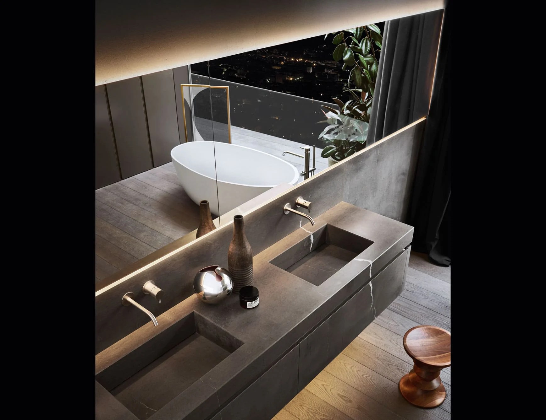 Puro 101 Contemporary Italian Bathroom Furniture in Medea Marble