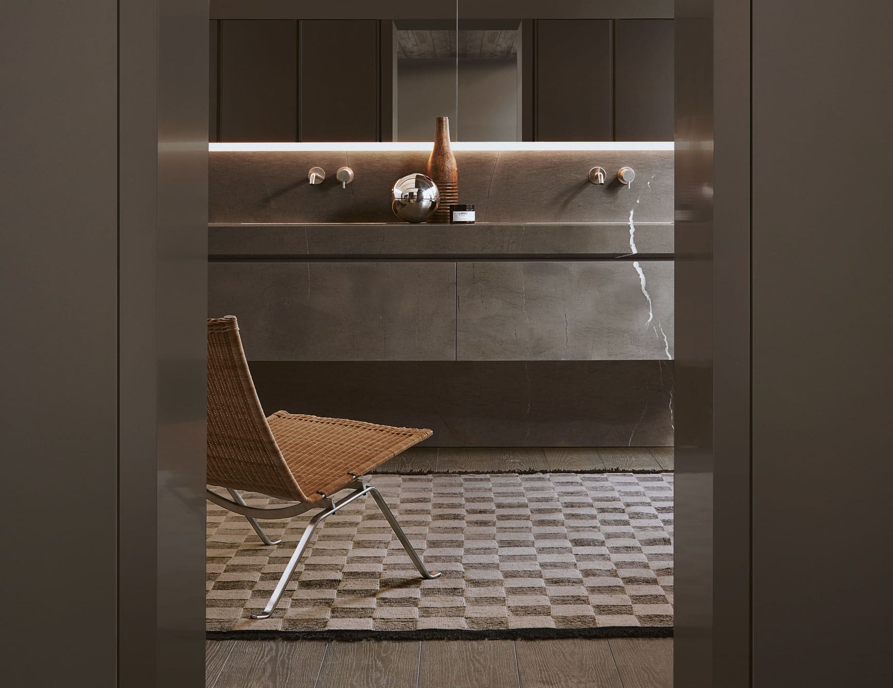 Puro 101 Contemporary Italian Bathroom Furniture in Medea Marble