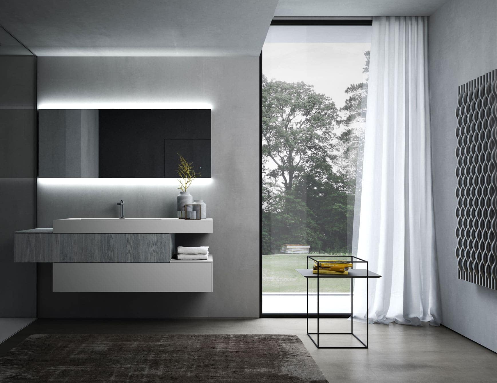 Nella Vetrina Sense S06 Modern Italian Bathroom Vanity in Teak Sabbiato