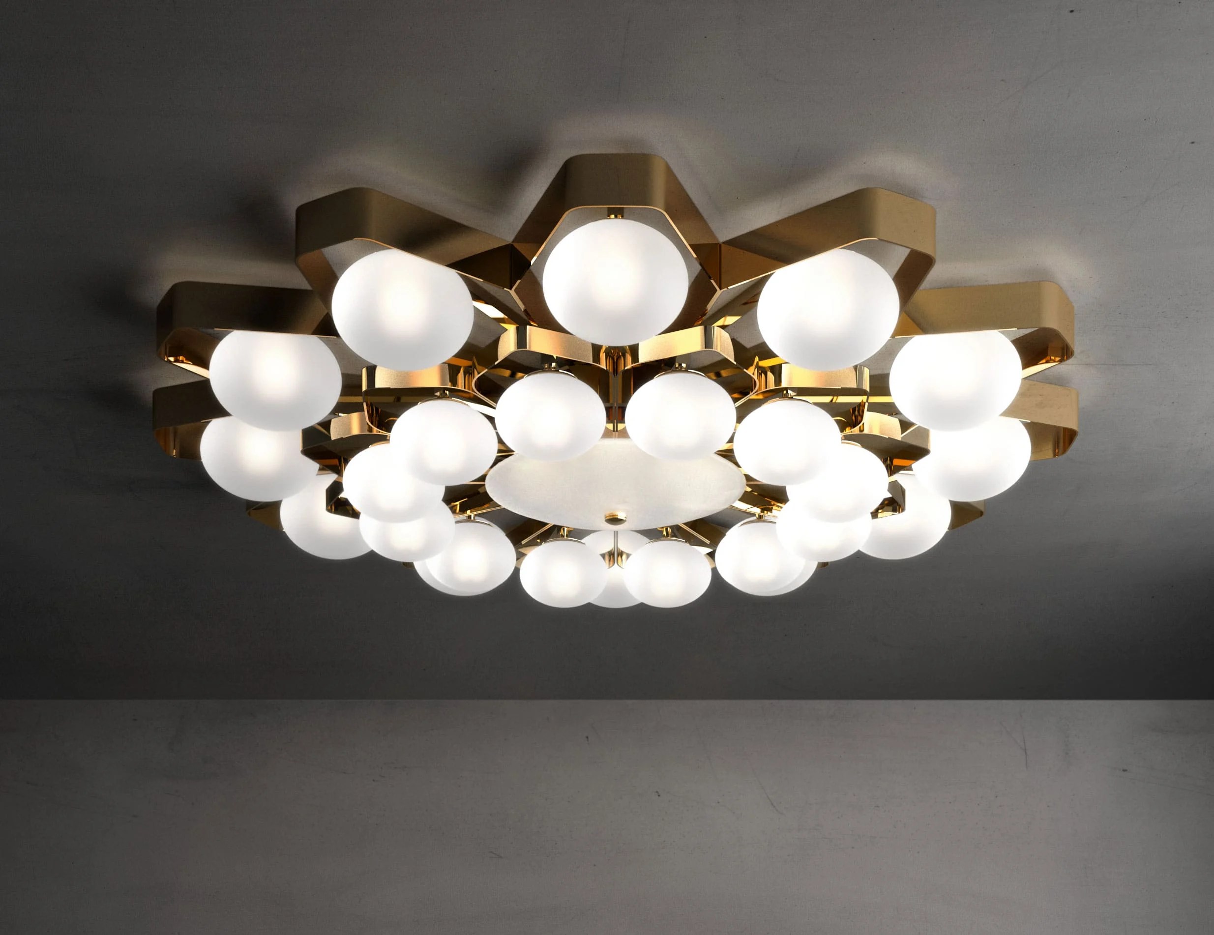 Luxury Italian Teo Ceiling Light in Gold Metal Italamp Collection