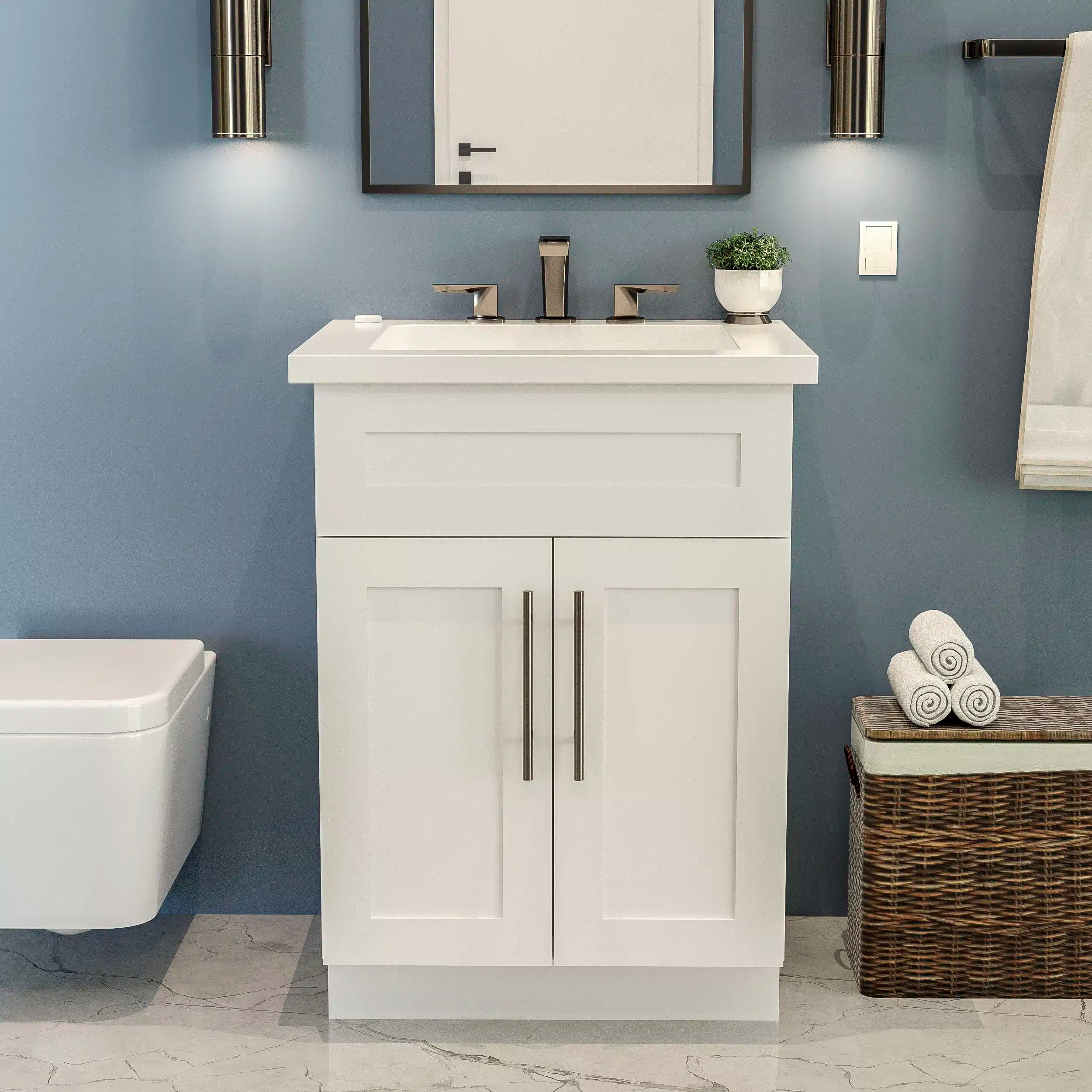 100 Days Free Returns 24" W x 21" D New White Shaker Singlesink